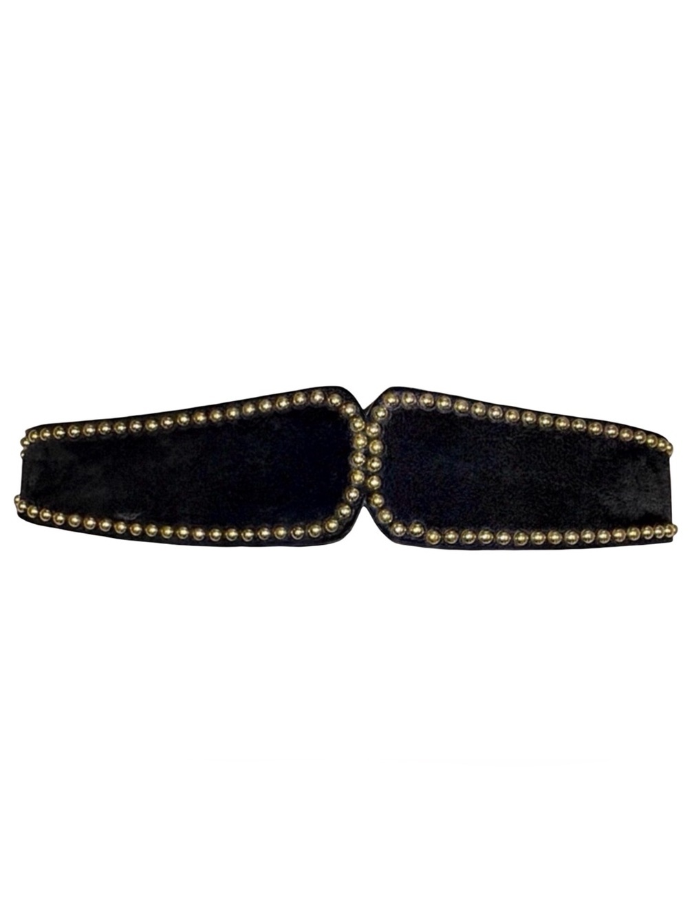 Gold-Studded Black Velvet Waist Belt